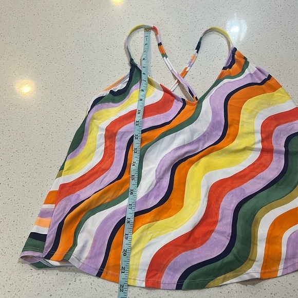 Anne Cole Printed Mulit Color Wavey Tankini Swim Top Criss Cross Back M NEW - Picture 6 of 13